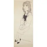 Alasdair Gray, PORTRAIT OF CAROLE GIBBONS - 1958/60, Poster print, after an original ink drawing