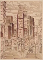 Adam Dant, NATURE, 2008, Ink over a printed photo-lithograph base