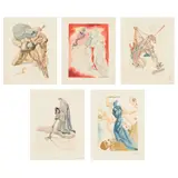 Salvador Dalí, FIVE WORKS FROM 'THE DIVINE COMEDY' SERIES (INFERNO CANTO 7, 15, 21, 29 & 32), 1960-64, each signed and indistinctly numbered in red crayon to margin (5)