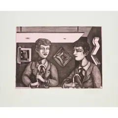 Adrian Wiszniewski, TETE A TETE, 2014, Stone and plate lithograph, 3/20