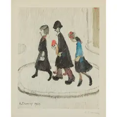 L. S. Lowry, THE FAMILY, Off-set lithograph, ed. 850
