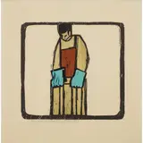 Willie Rodger, PORTER, GLASGOW FISH MARKET, 1973, Woodcut, 5/25
