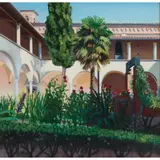 Lesley Banks, SUMMER CLOISTERS, SANT'AGOSTINO, SAN GIMIGNANO, 2005, oil on board
