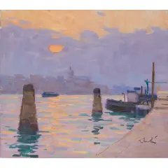 George Devlin, EVENING ON THE ZATTERE, VENICE, oil on canvas