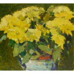Gordon Bryce, STILL LIFE OF YELLOW BLOOMS, 1988, oil on canvas