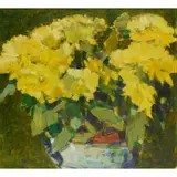 Gordon Bryce, STILL LIFE OF YELLOW BLOOMS, 1988, oil on canvas