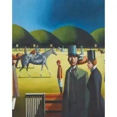 Stephen Mangan, AT THE RACES, Oil on board