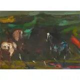 Robin Philipson, HORSEMEN, 1983, oil on board