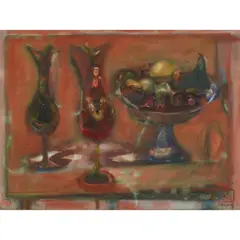 Robin Philipson, FRUIT AND INDIAN JAR, 1957, watercolour and gouache