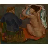 William Crosbie, TWO FIGURES (ARTIST AND MODEL), 1949, oil on board