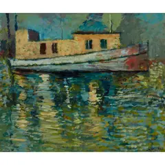 Robert MacBryde, BATEAU JAUNE, THE SEINE - C.1938, oil on board