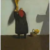 Alberto Morrocco, KISSING THE FEET, 1982, oil on board
