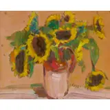 Gordon Bryce, LITTLE SUNFLOWERS, oil on board