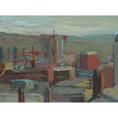 Geoff Uglow, THE VIEW FROM THE HEN RUN, GLASGOW SCHOOL OF ART, Oil on board