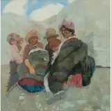 Brenda Lenaghan, FAMILY GROUP, TIBET, oil on board