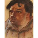 Peter Howson, HEAD OF A MAN, pastel on tan paper