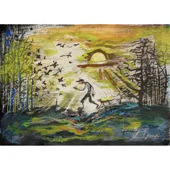 John Byrne, THE RUNNER, 2020, oil on scraperboard