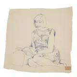 MARY BLISS READING by Alasdair Gray, Biro on paper, offered Aug 2024