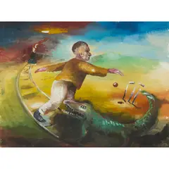 STUDY FOR 'ALLEGORY' by Steven Campbell, 1986, Acrylic and watercolour on paper, sold Aug 2024