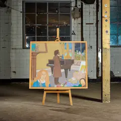 Alasdair Gray, THE NEW ROOM (FILM SEQUENCE WITH LIZ LOCHHEAD SERIES), 1972, Acrylic, crayon, oil, pencil and watercolour on brown paper on board
