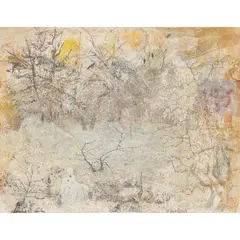 Victoria Crowe, WINTER LIGHT, ONE SNOWMAN, oil and mixed media on paper