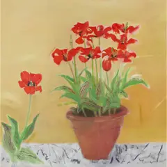 Elizabeth Blackadder, RED TULIPS, 2004, oil on canvas