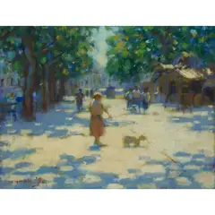 John Mackie, WALKING THE DOG, MONTPELLIER, 1992, oil on canvas