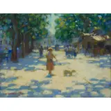 John Mackie, WALKING THE DOG, MONTPELLIER, 1992, oil on canvas