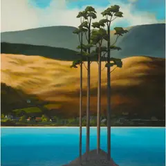 Louis Sinclair McNally, ISLAND IN A LOCH, oil on canvas