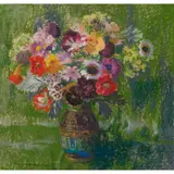 Mary Nicol Neill Armour, SUMMER FLOWERS WITH GREEN BACKGROUND