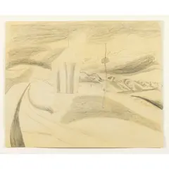 OCT. 55 (RADICOFANI), 1955 by Ben Nicholson, pencil and wash on paper, offered Oct 2024