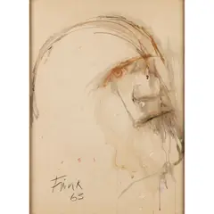 Elisabeth Frink, WARRIOR HEAD, 1963, pencil and watercolour on paper