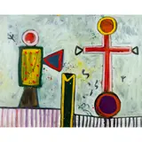 Alan Davie, CROSS FOR THE BLUE BIRDS, OCTOBER 1965 (OPUS O.567D), oil on masonite