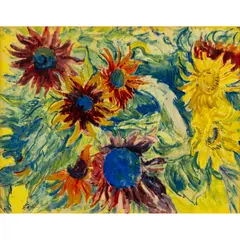 Jacob Epstein, SUNFLOWERS, watercolour and gouache on paper