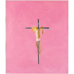 Craigie Aitchison, PINK CRUCIFIXION, 2004, etching, aquatint and carborundum