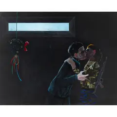 Terry Atkinson, BUNKER IN ARMAGH, NO. 18, LOVERS WHO HARDLY KNOW EACH OTHER IN A GOODBYE EMBRACE...,1985, pastel and conté on paper
