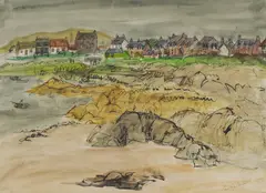 Penelope Beaton, IONA VILLAGE, ink and watercolour