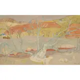 EMPTY FIELDS & WILLOWS by William George Gillies, 1952, watercolour and pencil, sold Jun 2024