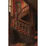Patrick William Adam, STAIRCASE AND STAINED GLASS, oil on canvas