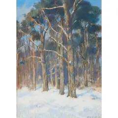 Patrick William Adam, A WOODLAND IN WINTER, pastel on buff paper