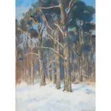 Patrick William Adam, A WOODLAND IN WINTER, pastel on buff paper