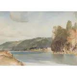 William Russell Flint, SUNDAY MORNING ON THE YONNE (VILLENEUVE-SUR-YONNE, FRANCE), watercolour