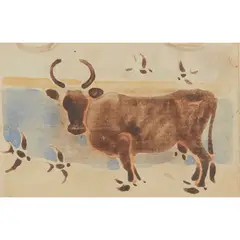 Joseph Crawhall, SANGA CATTLE AND BIRDS, Watercolour
