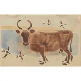Joseph Crawhall, SANGA CATTLE AND BIRDS, Watercolour