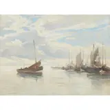 Robert Buchan Nisbet, WAITING THE TIDE OFF EYEMOUTH, oil on canvas