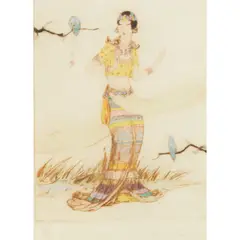 PERSIAN GARDEN; THE NEW HEADDRESS; GARDEN GEISHA by Elyse Ashe Lord, Drypoint with hand colouring, 25/50, offered Jun 2024