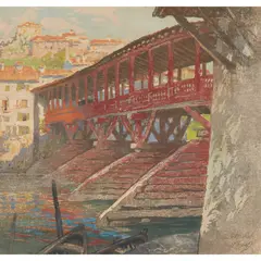 Charles Hodge Mackie, BASSANO BRIDGE, Colour woodcut
