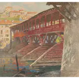 Charles Hodge Mackie, BASSANO BRIDGE, Colour woodcut