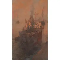 Geoffrey Roper, S.S. SURAT, BROKEN UP AT INVERKEITHING -1972, oil on board