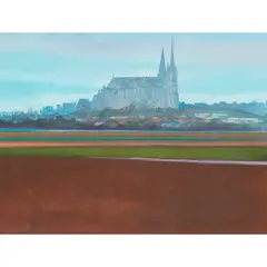Jack Firth, CHARTRES OVER THE FIELDS, watercolour